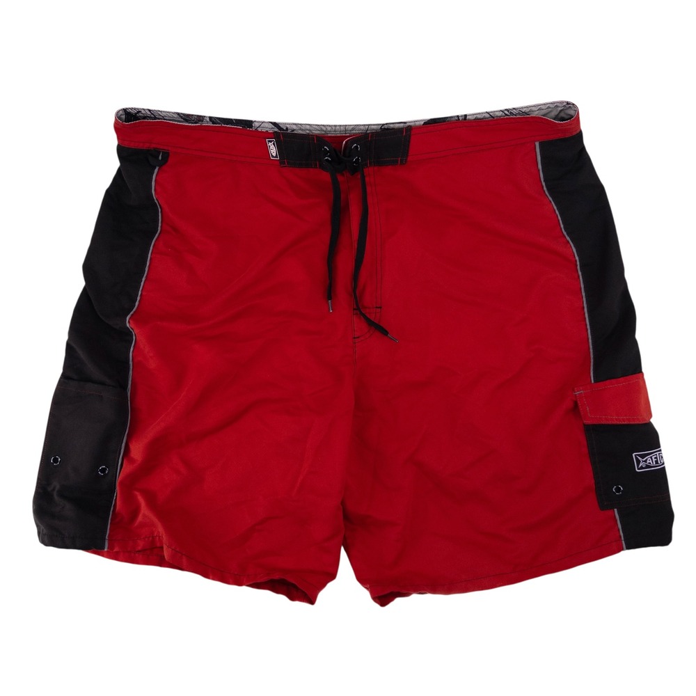 AFTCO Board Shorts Mens 42 Red Black Fishing Pool Outdoor Beach Surf Swim Trunks